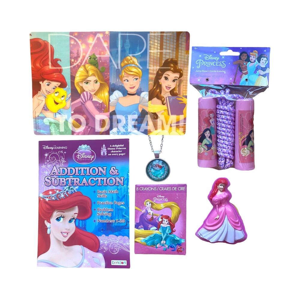 Disney Princess Toy Bundle Easter Basket Fillers Kids Gift Set w Jump Rope